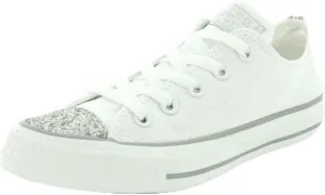 Converse Womens Chuck Taylor All Star Low Toe Sparkle White Sneaker - 9
