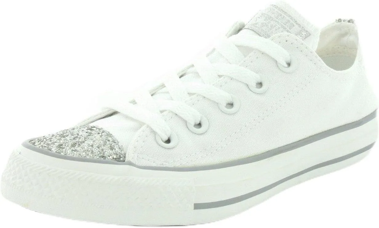 Converse Womens Chuck Taylor All Star Low Toe Sparkle White Sneaker - 9