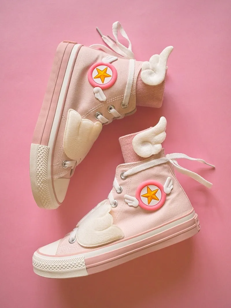 Creative Canvas Anime Card Captor with Wing Cartoon Cloth Sneakers
