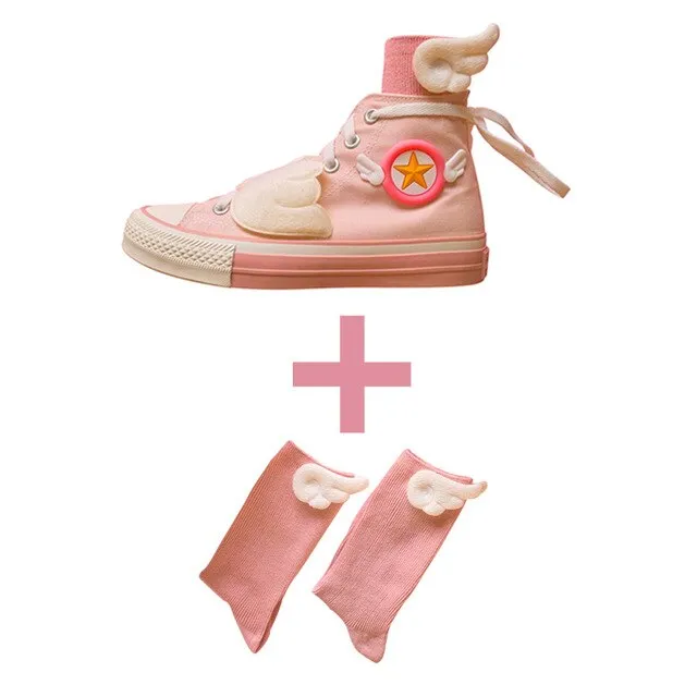 Creative Canvas Anime Card Captor with Wing Cartoon Cloth Sneakers