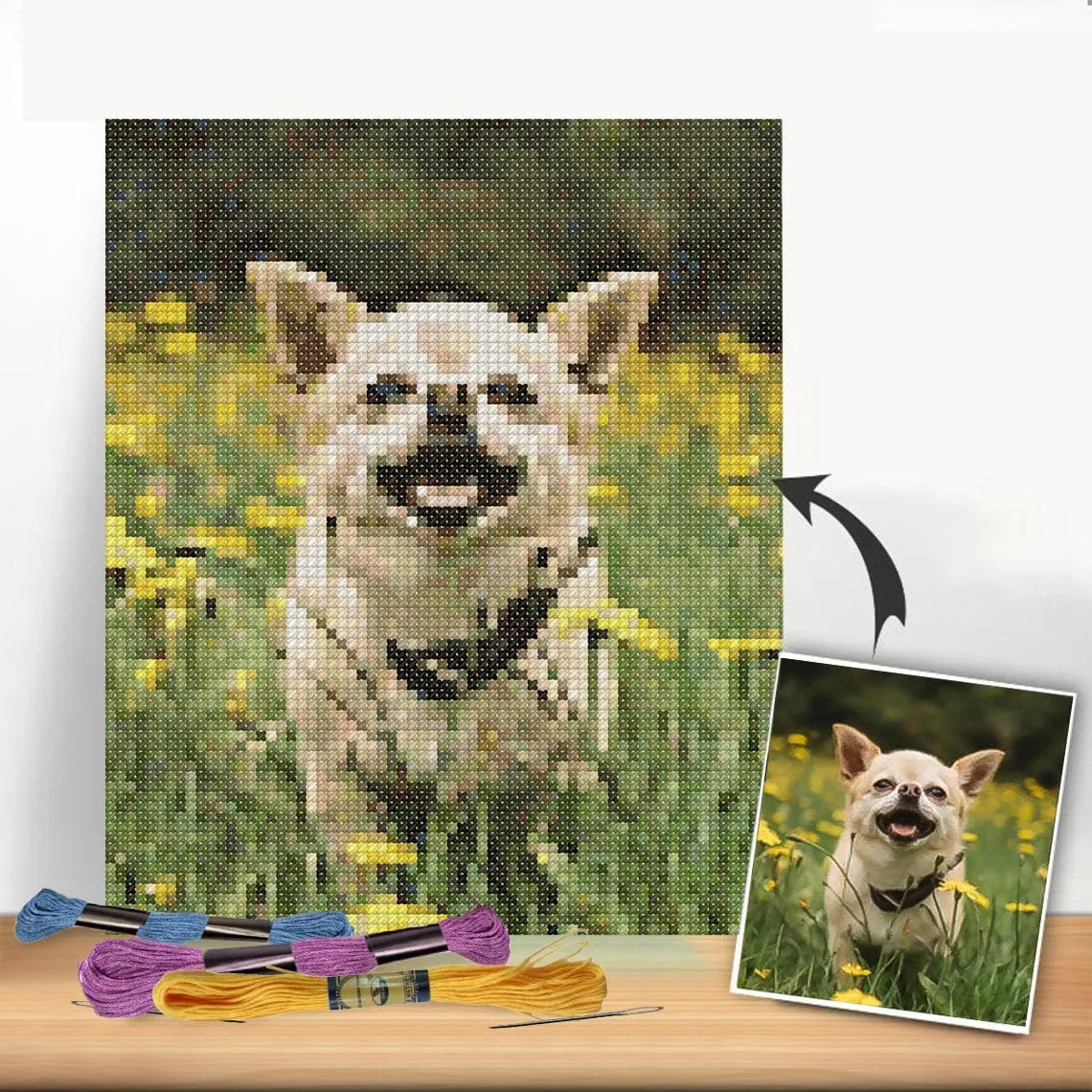 Cross Stitch | Mule - Black Donkey Near The Pink Flowers