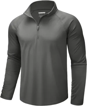 CRYSULLY Men's Long Sleeve 1/4 Zip Shirts Sun Protection Pullover UPF 50  Rash Guard Running Lightweight T Shirt