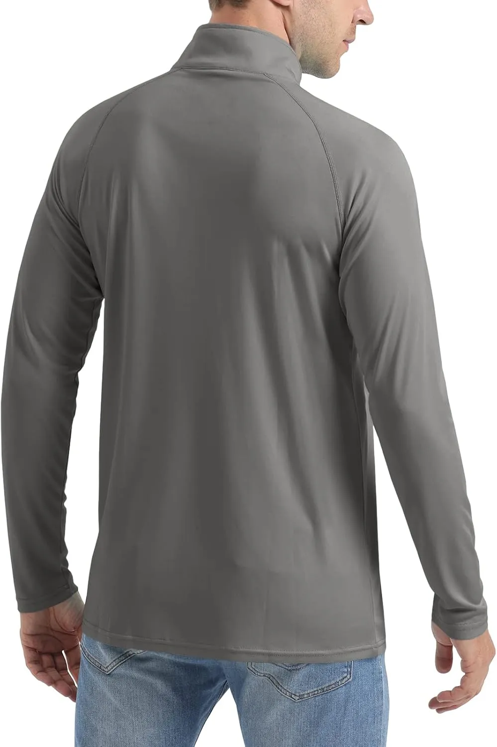 CRYSULLY Men's Long Sleeve 1/4 Zip Shirts Sun Protection Pullover UPF 50  Rash Guard Running Lightweight T Shirt
