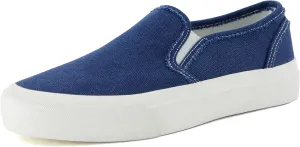 CUSHIONAIRE Fulton Women’s Slip-On Sneaker – Frayed Canvas Casual Shoe with Memory Foam & Flexible Outsole