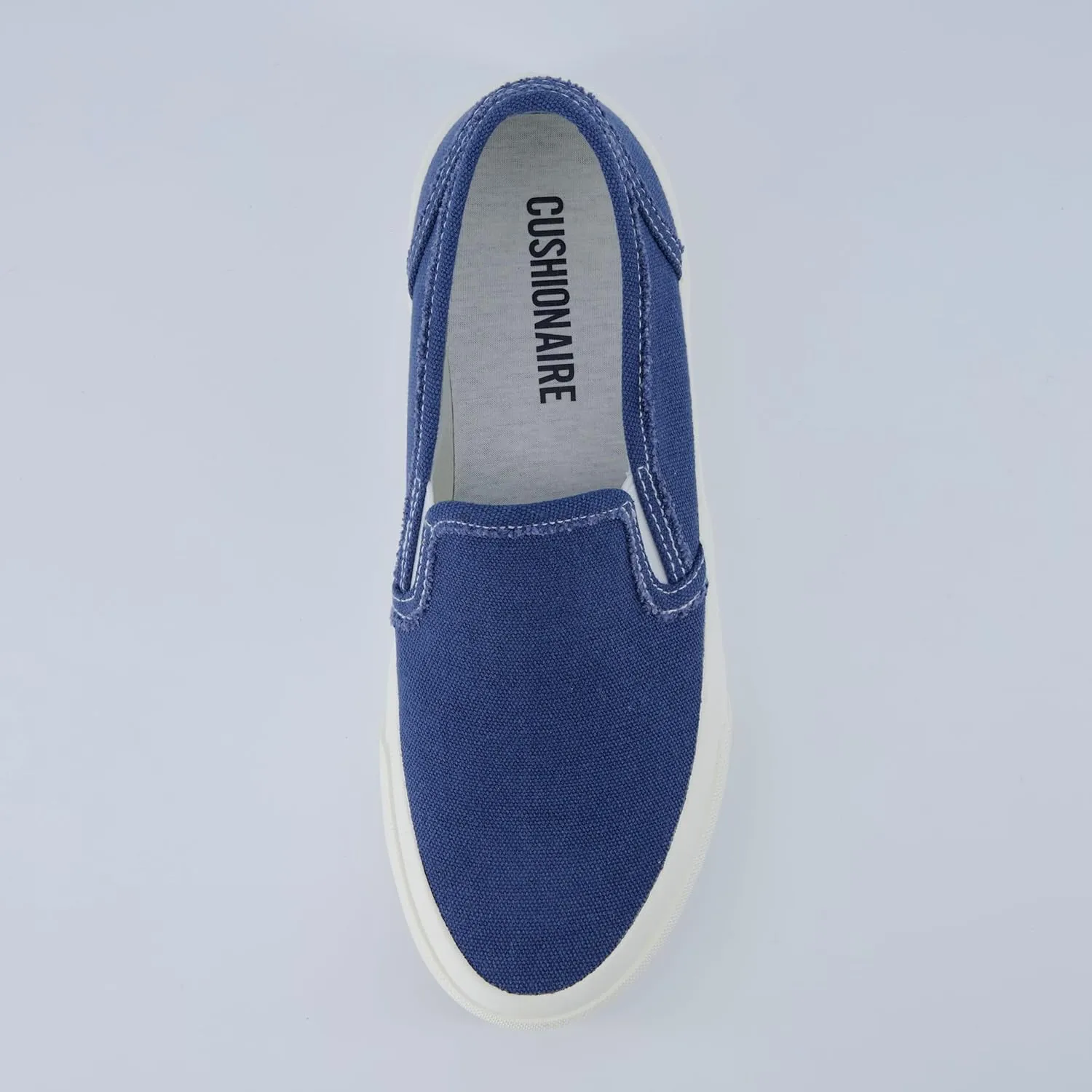 CUSHIONAIRE Fulton Women’s Slip-On Sneaker – Frayed Canvas Casual Shoe with Memory Foam & Flexible Outsole