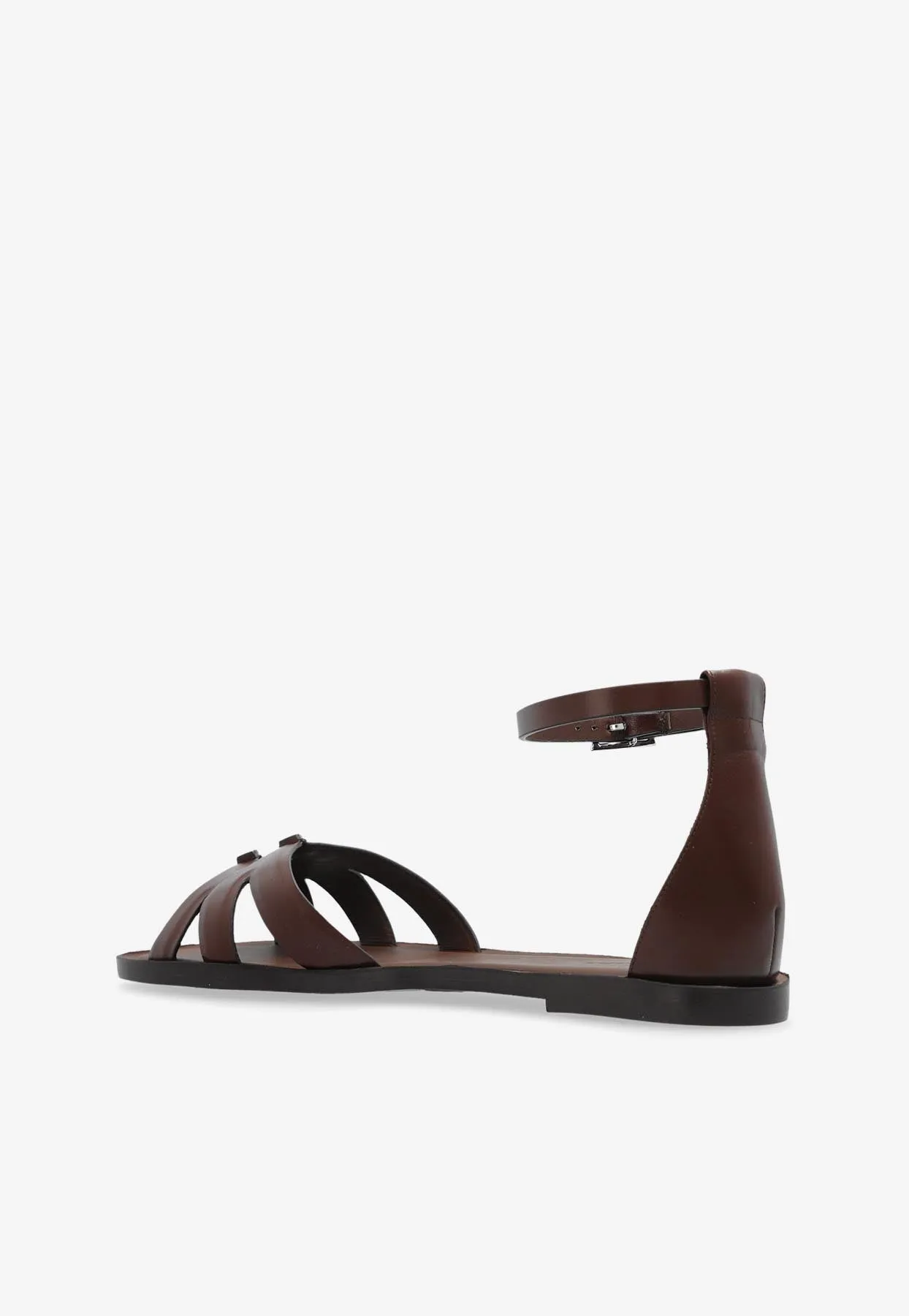 Cut-Out Leather Flat Sandals