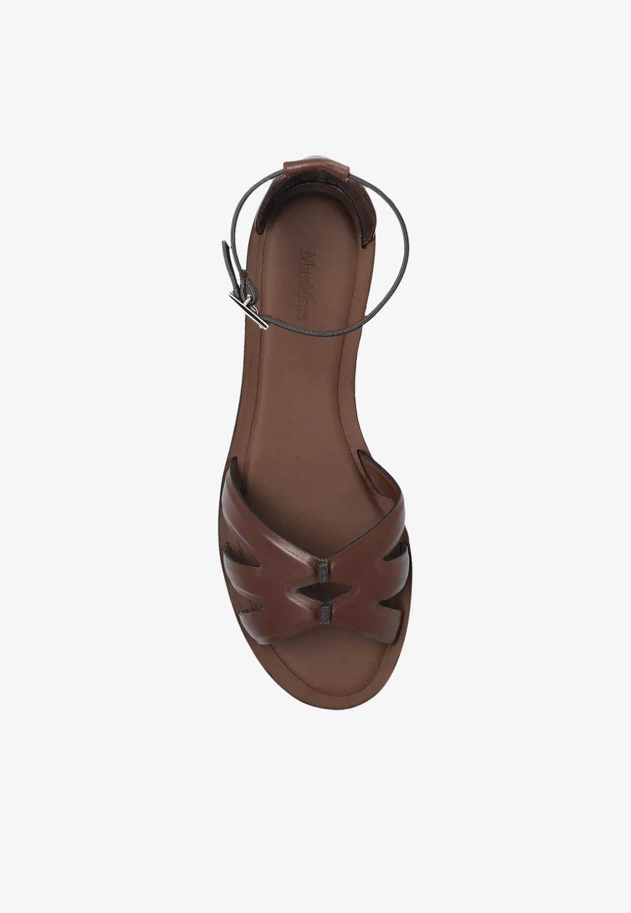 Cut-Out Leather Flat Sandals