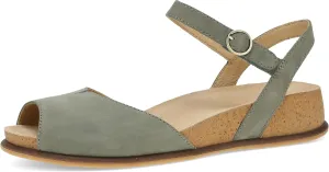 Dansko Cass Peep-Toe Wedge Sandal for Women -Low Profile Wedge with Arch Support, Adjustable Fit for Walking Comfort
