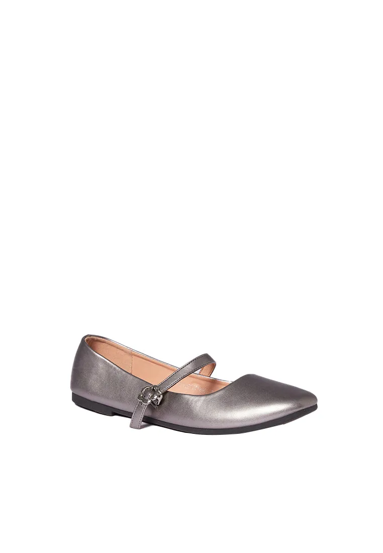 Dark Silver Flat Shoes