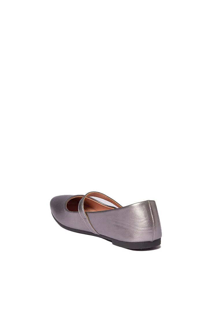 Dark Silver Flat Shoes