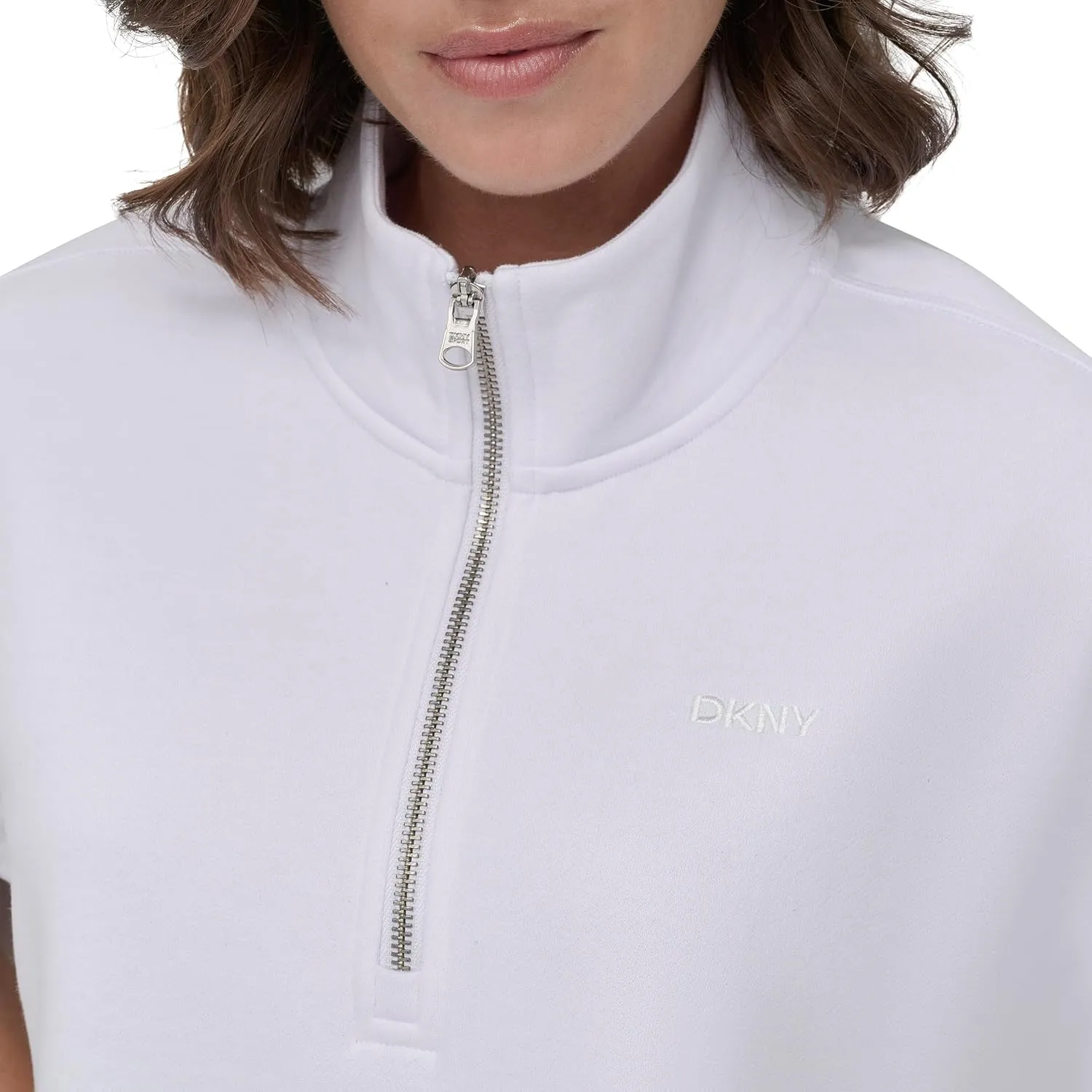DKNY womens Short Sleeve Half-zip Sweatshirt Dress