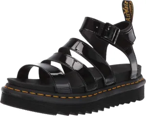 Dr. Martens Womens Blaire Fisherman Sandal, Black Patent Lamper, 8 US