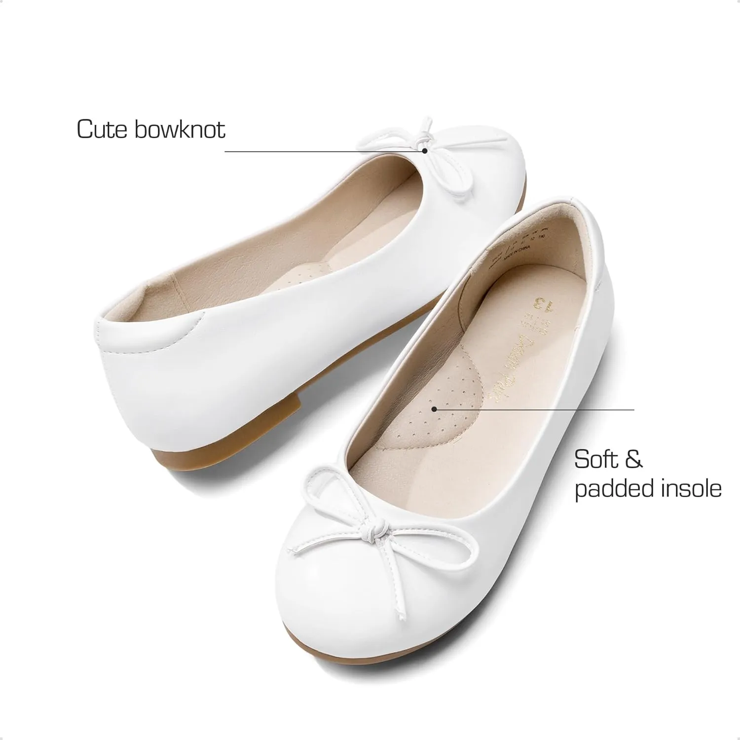 DREAM PAIRS Girls Dress Shoes Ballet Flats Slip-on Fashion Bow Flower Girl Shoes for Wedding, School, Party, Birthday