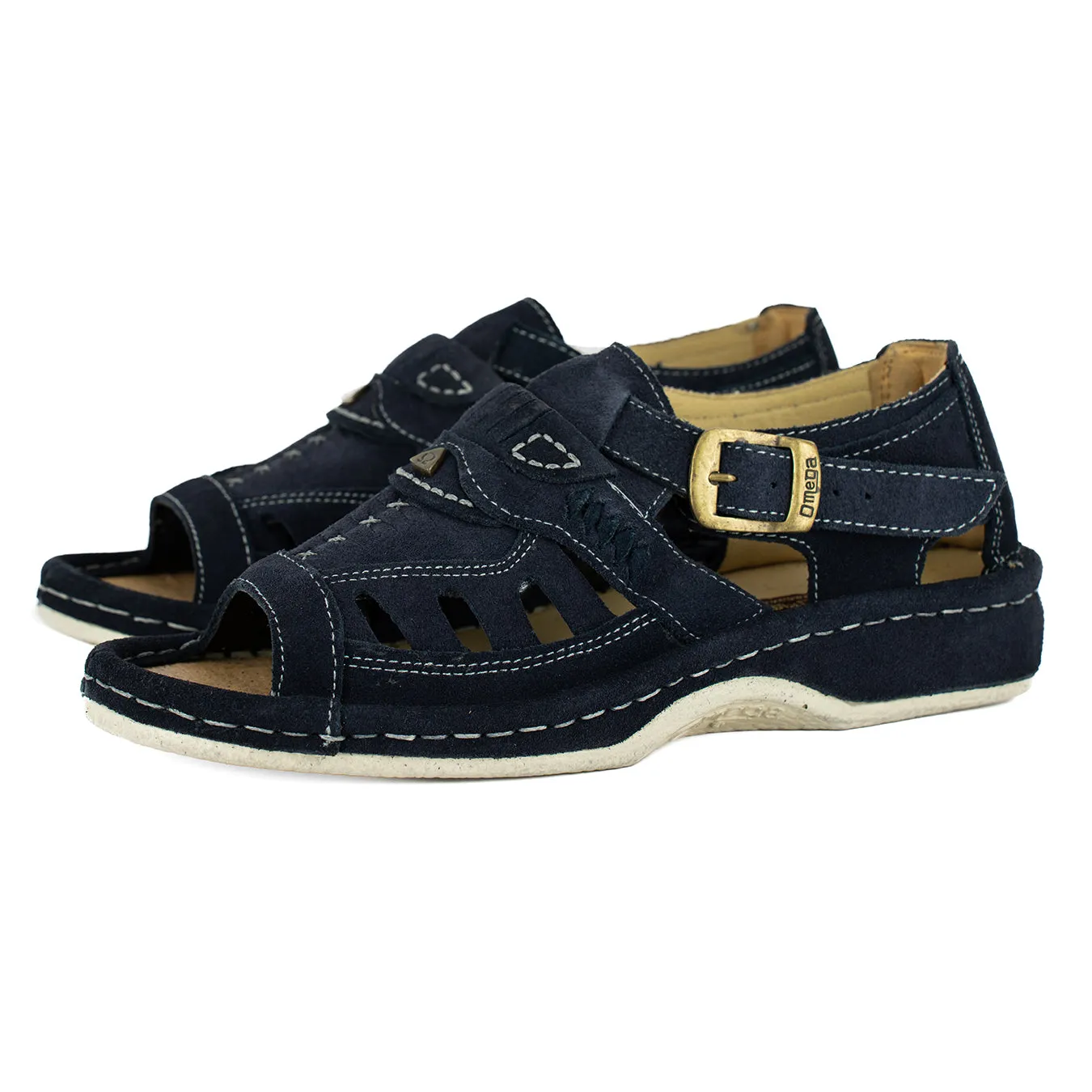 Duna : Leather Sandal in Navy Suede