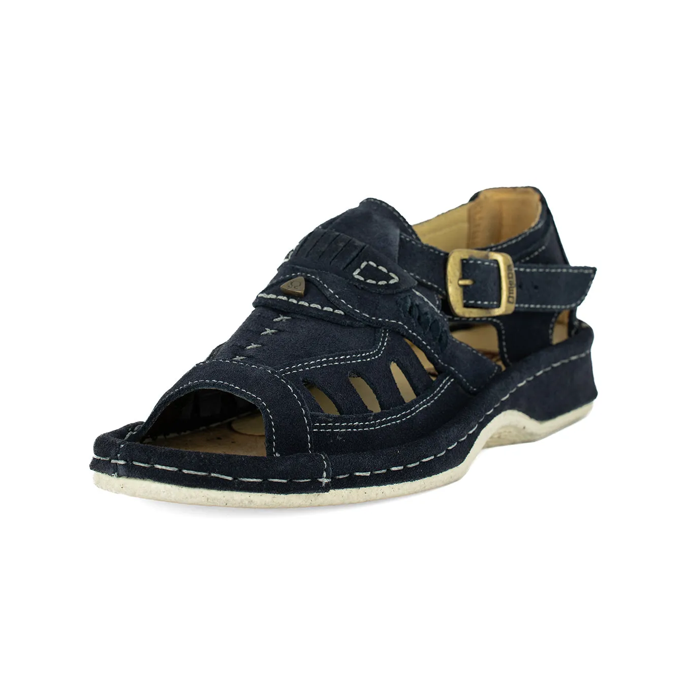Duna : Leather Sandal in Navy Suede