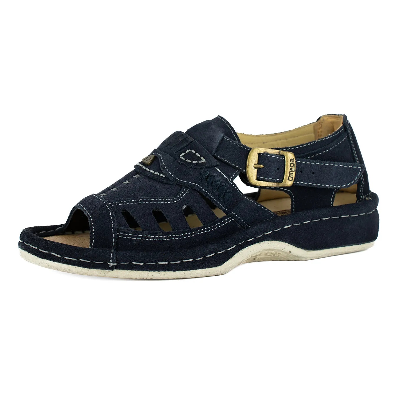 Duna : Leather Sandal in Navy Suede