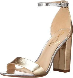 Edelman Leaf/Soft Wide Ending soon Heel Extra-large discount High Strap Sam Block Yaro Gold Sandals Ankle Silver