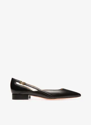 Elsa Flat Leather Flats In Black