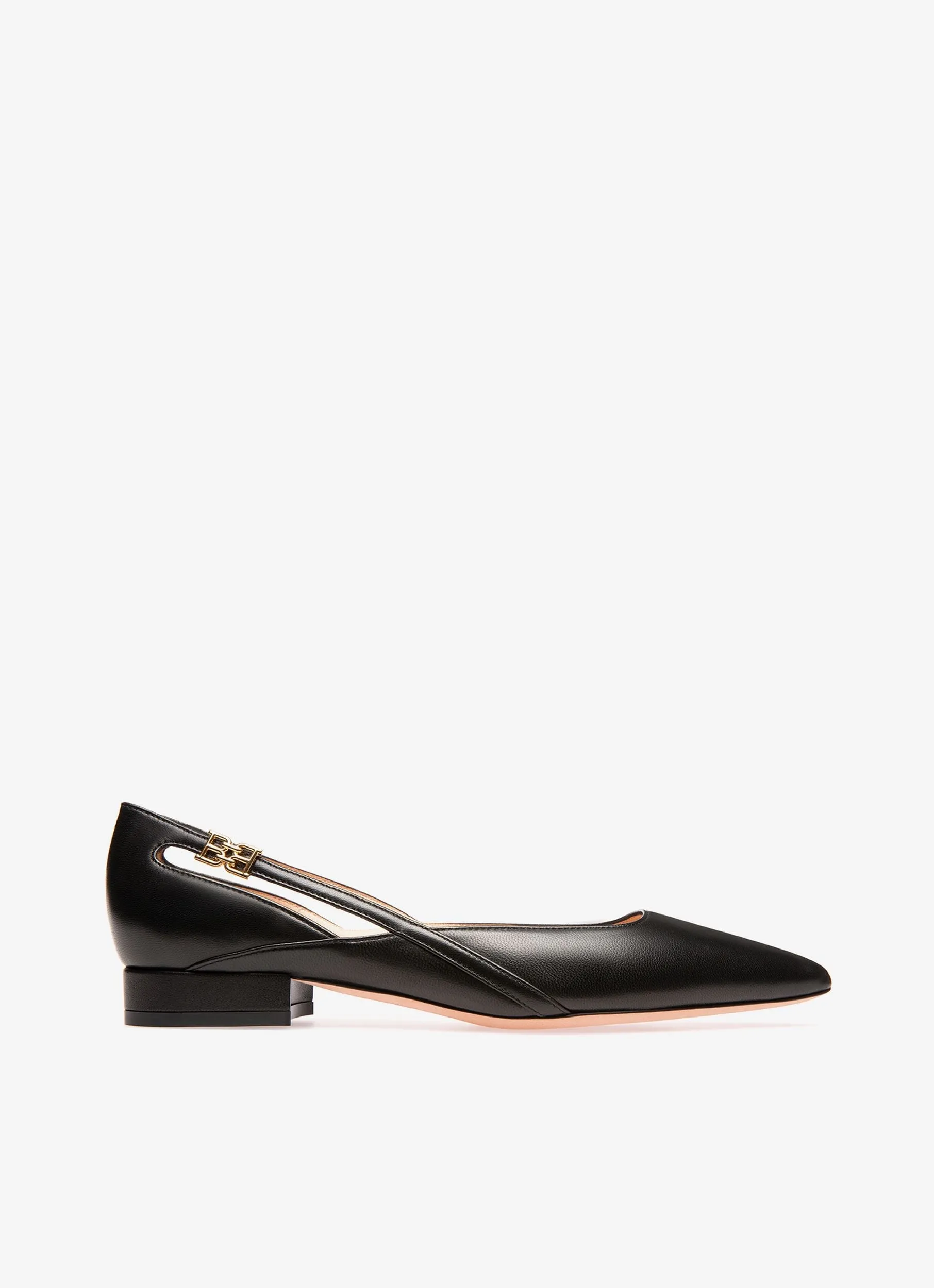 Elsa Flat Leather Flats In Black