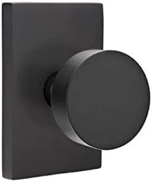 EMTEK Modern Rectangular Rosette Dummy, Pair with Matching Finish Round Knob - Choice of 7 Finishes - 5052ROU - (Flat Black (US19))