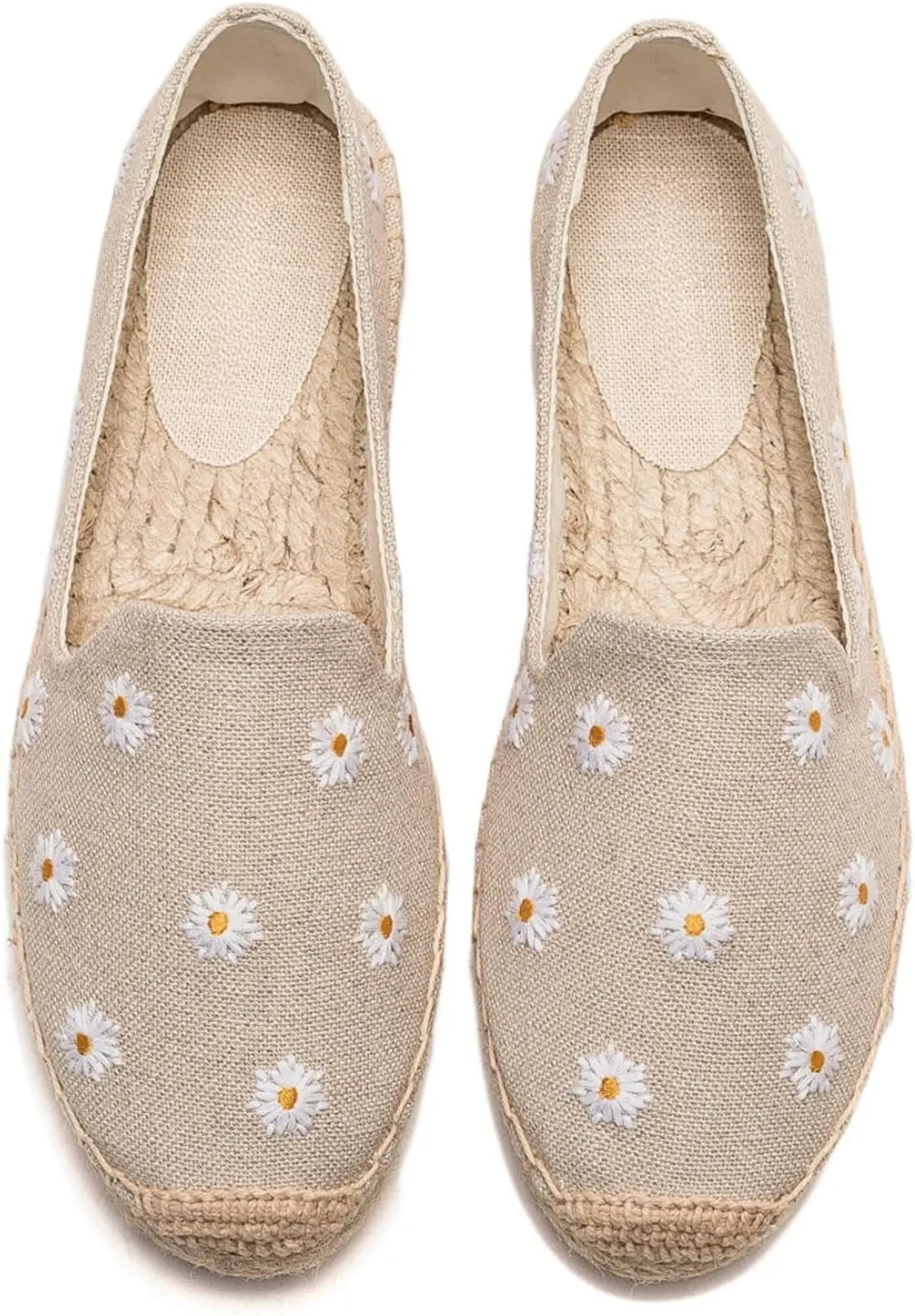 Espadrilles for Women - Casual Loafers Thick Sole Embroidery Flat Round-Toe Design Non-Slip Bottom Easy to On Off Suitable for Work,Outdoor,Home