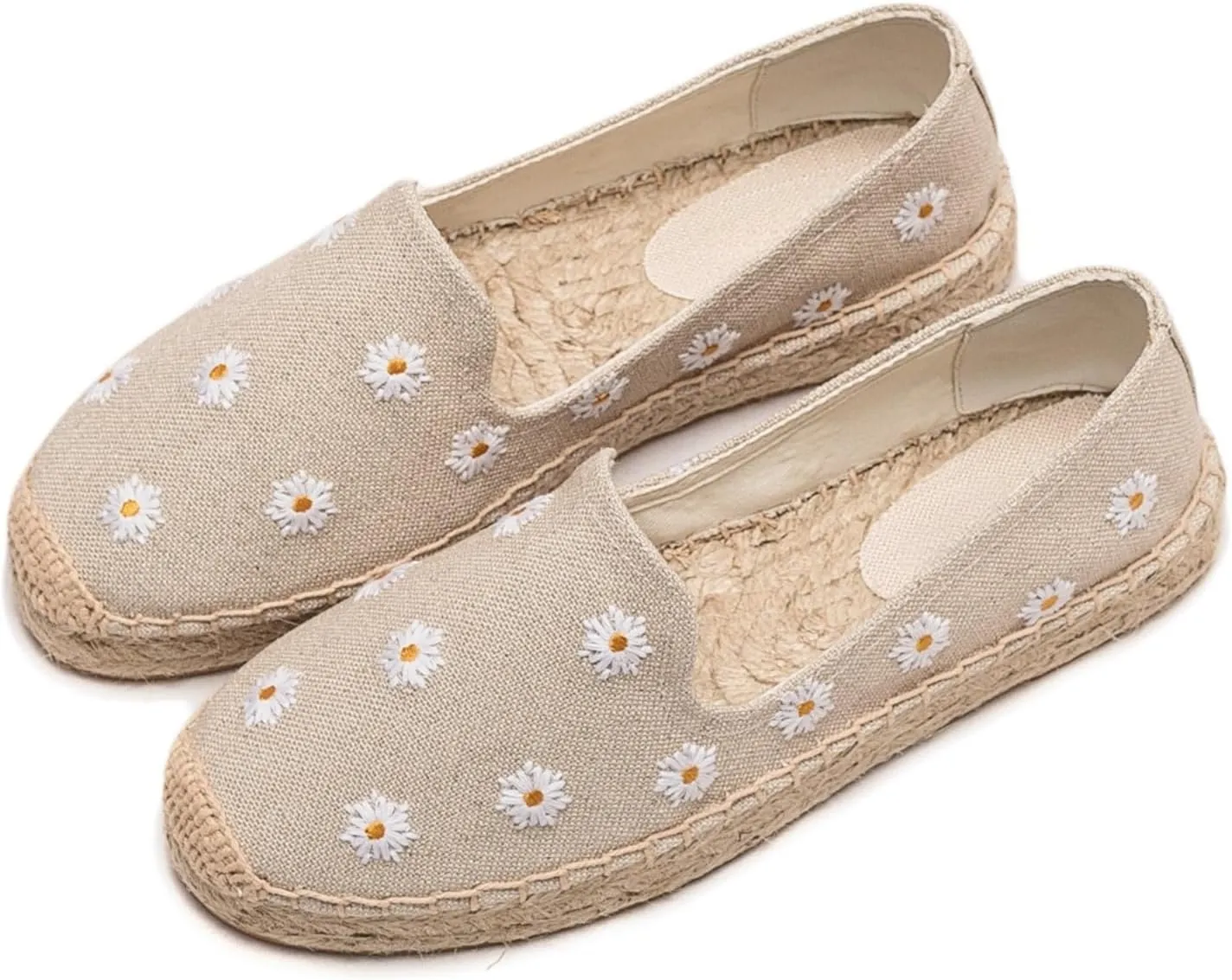 Espadrilles for Women - Casual Loafers Thick Sole Embroidery Flat Round-Toe Design Non-Slip Bottom Easy to On Off Suitable for Work,Outdoor,Home