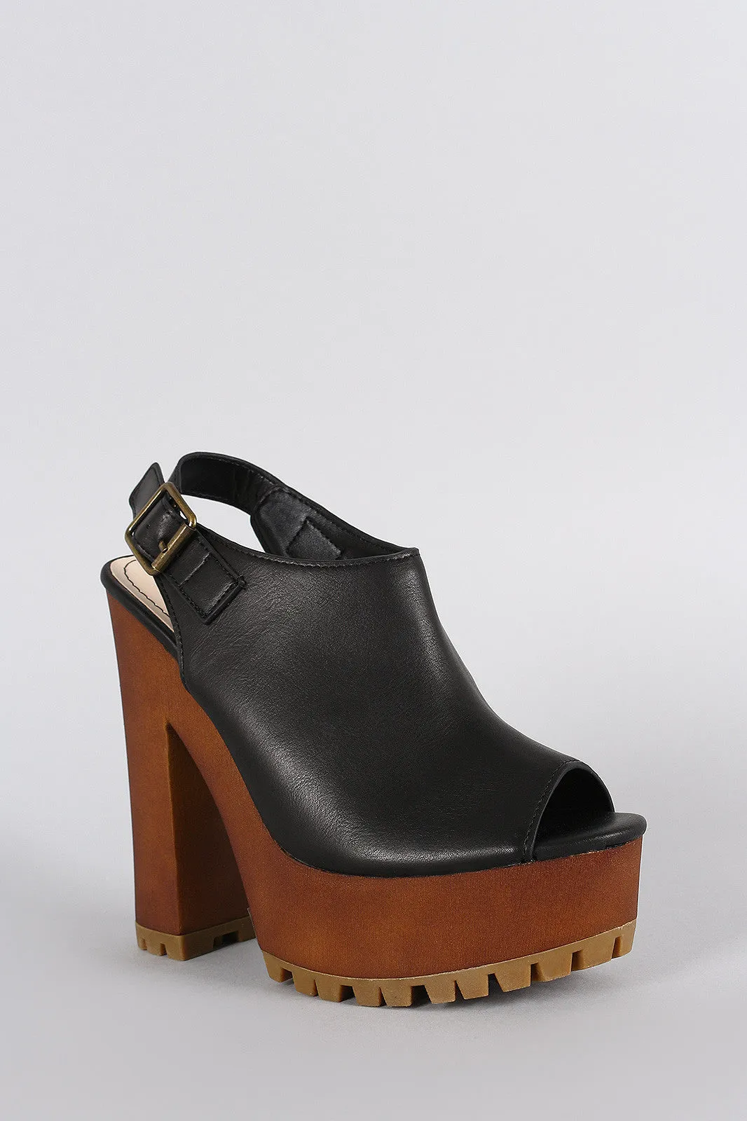 Expert assistance Bamboo Lug Chunky Mule Toe Platform Peep Unbeatable price Heel