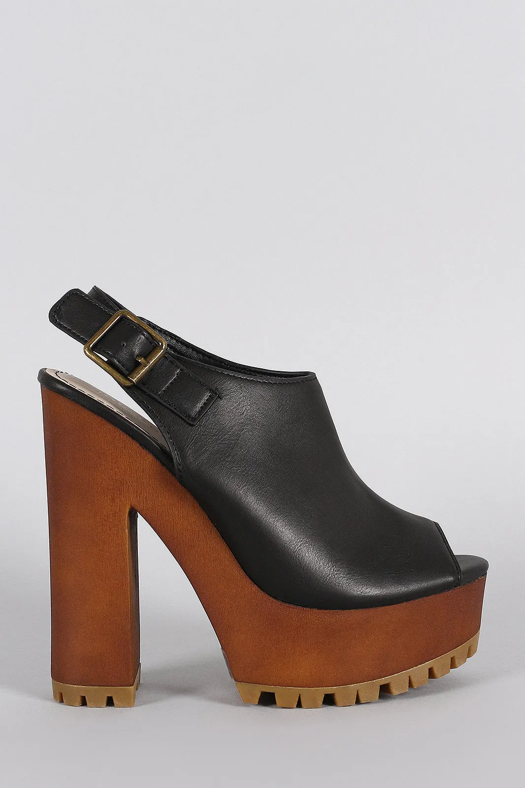 Expert assistance Bamboo Lug Chunky Mule Toe Platform Peep Unbeatable price Heel