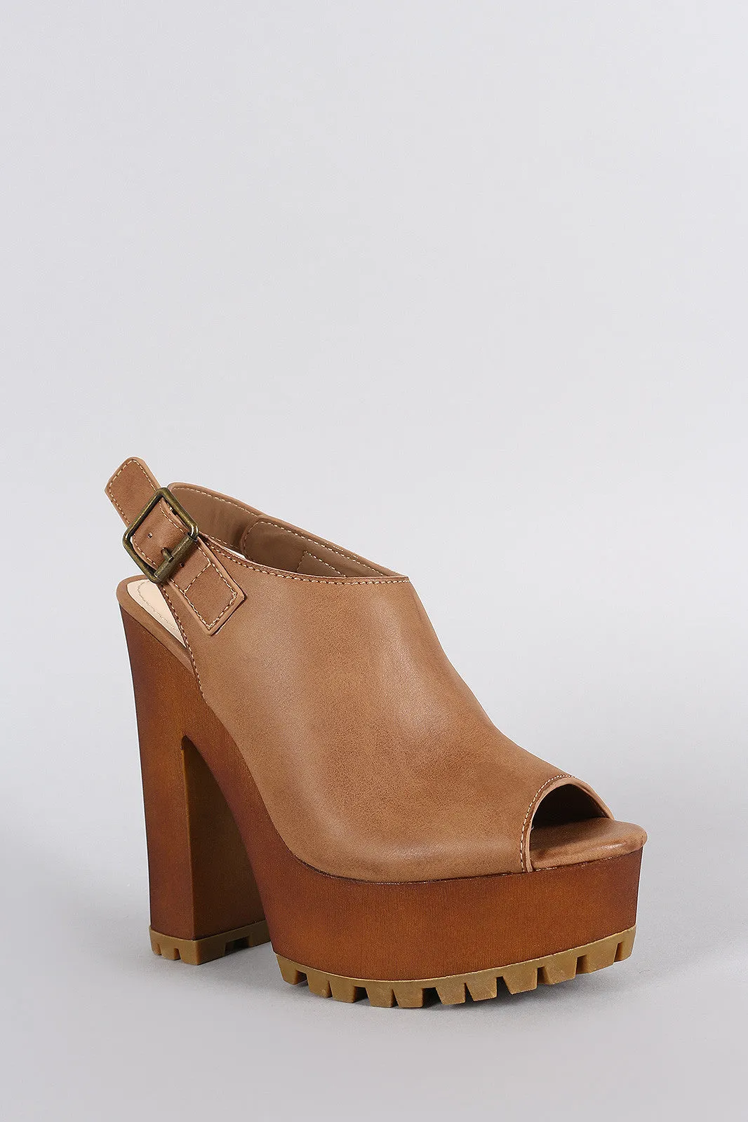 Expert assistance Bamboo Lug Chunky Mule Toe Platform Peep Unbeatable price Heel