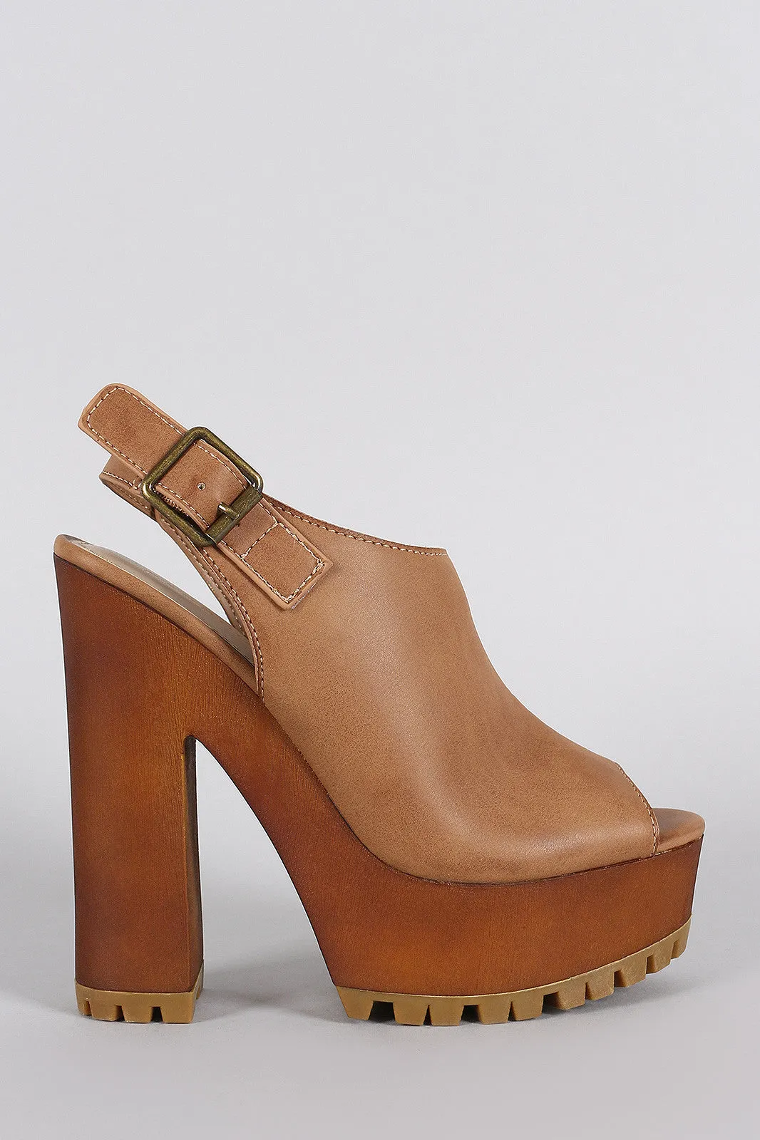 Expert assistance Bamboo Lug Chunky Mule Toe Platform Peep Unbeatable price Heel