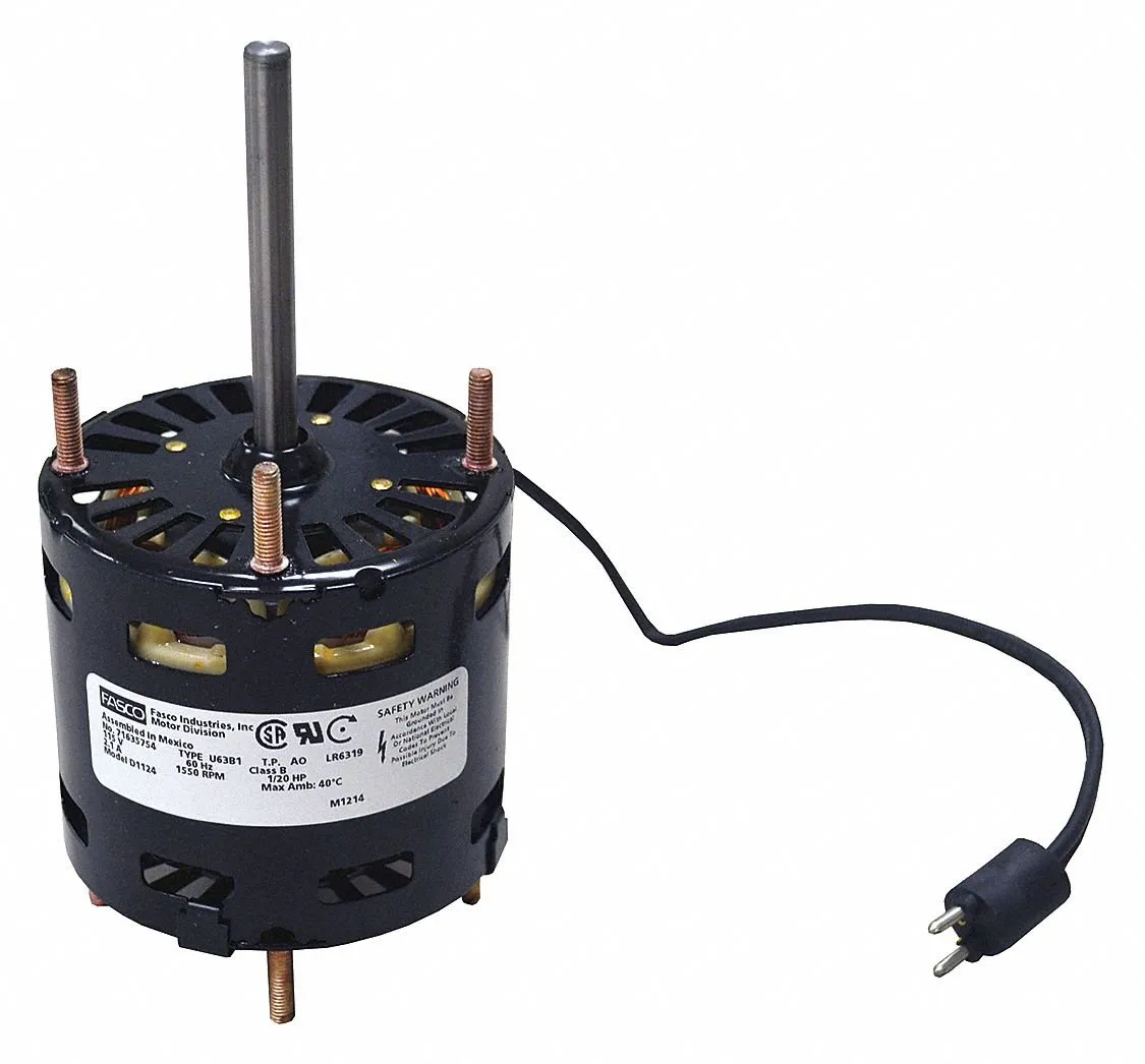 FASCO 1/20 HP, HVAC Motor, Shaded Pole, 1550 Nameplate RPM, 115 Voltage, Frame 3.3