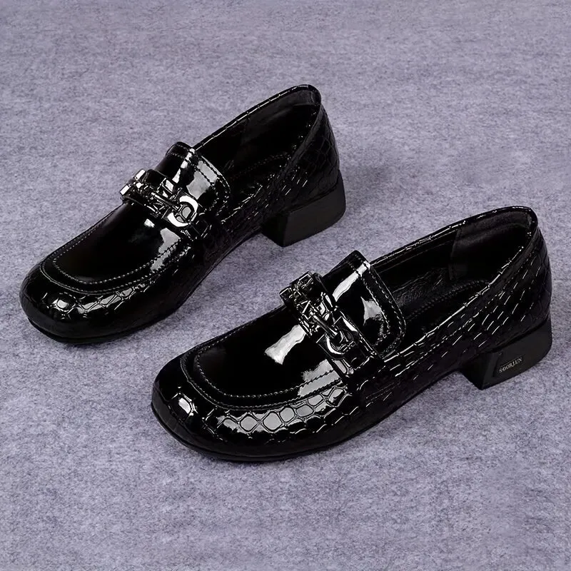 Fashionable Solid Color Slip-On Loafers - Stylish Trendy Platform Shoes with Ultra-Comfortable Breathable Fit and Durable Chunky Heel - Versatile Preppy Style for Everyday Wear