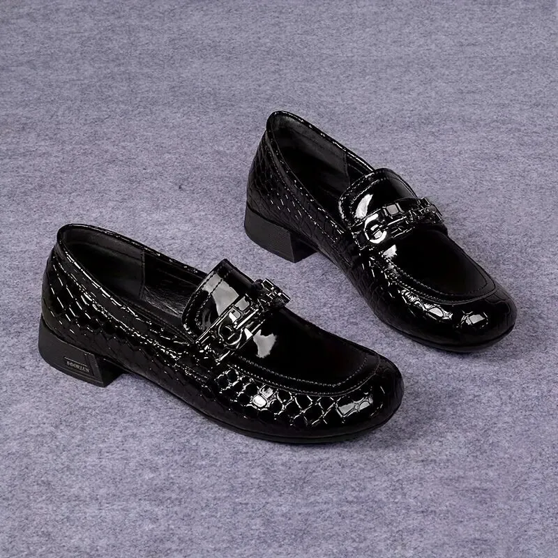 Fashionable Solid Color Slip-On Loafers - Stylish Trendy Platform Shoes with Ultra-Comfortable Breathable Fit and Durable Chunky Heel - Versatile Preppy Style for Everyday Wear