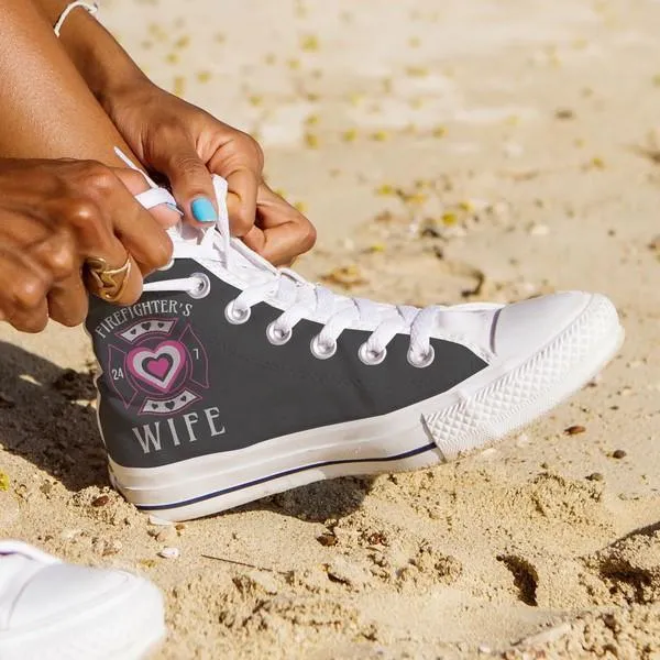 firefighters wife ladies high top sneakers