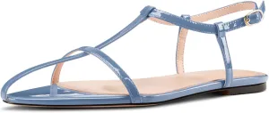 Flat Sandals for Women Pointed Toe Ankle Strap Adjustable Buckle Slide Sandal for Casual 0.4 Inches Heels