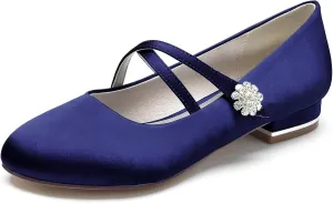 Flats Women Round Toe Ballet Flat Closed Toe Bridal Shoes Slip-On Low Heel Dress Shoes Cross Strap Chunky Block Heeled Sandals