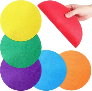 Floor Markers Set 6 Flat Cones for Classroom Soccer Basketball Red Green Orange Purple
