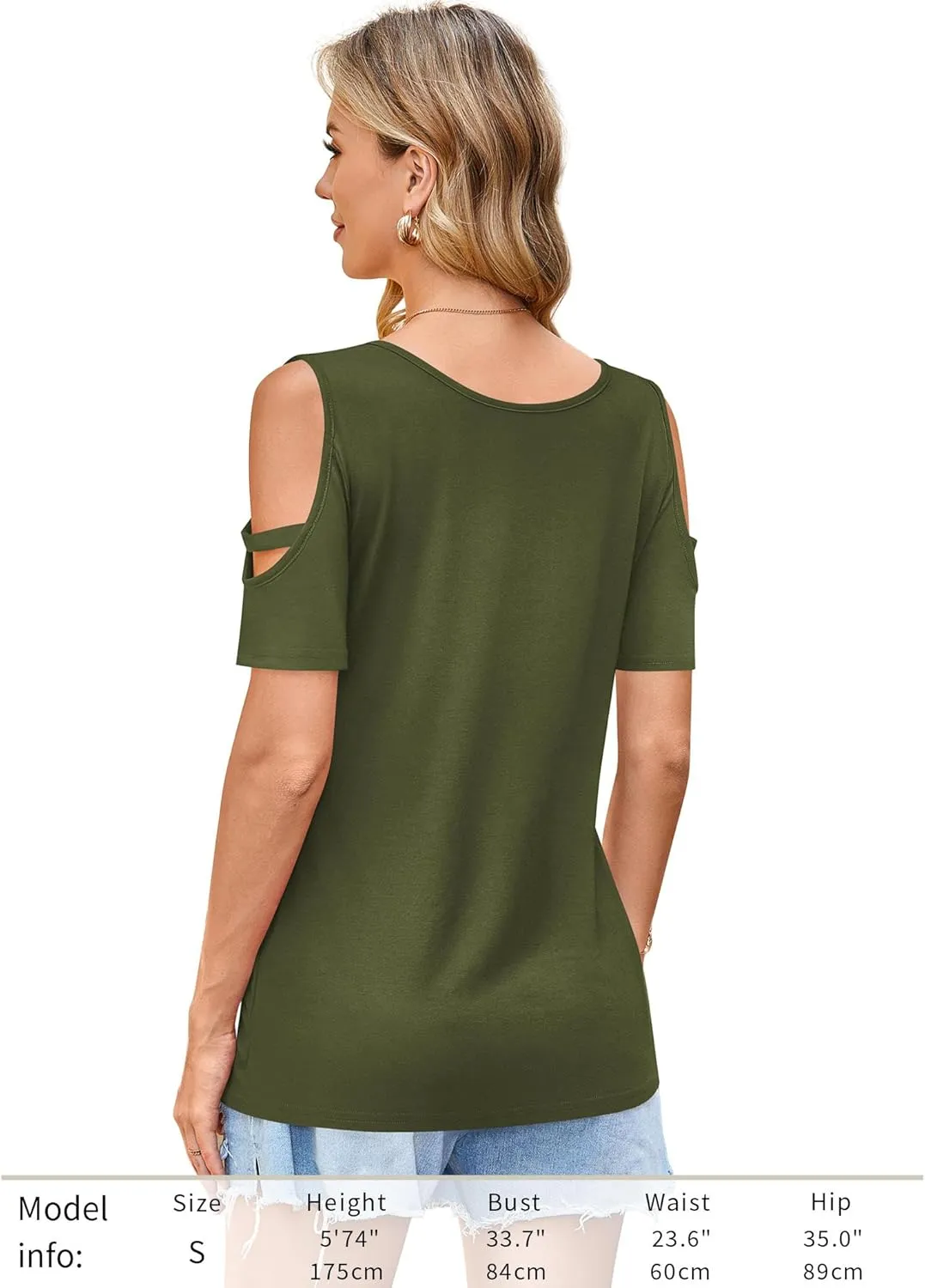 Florboom Womens Cold Shoulder Top Summer Basic T Shirts 3/4 Sleeve Casual Blouse Tshirts