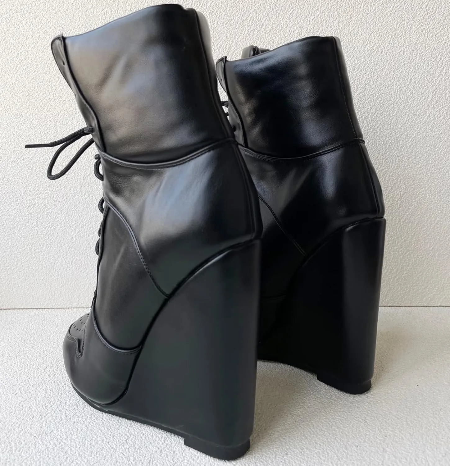 Frankie Hsu Wedge Sport Basketball High Heeled Ankle Boots, Casual Black Classic Sneaker Bootie, Big Size Fashion Designer Shoes For Women Men