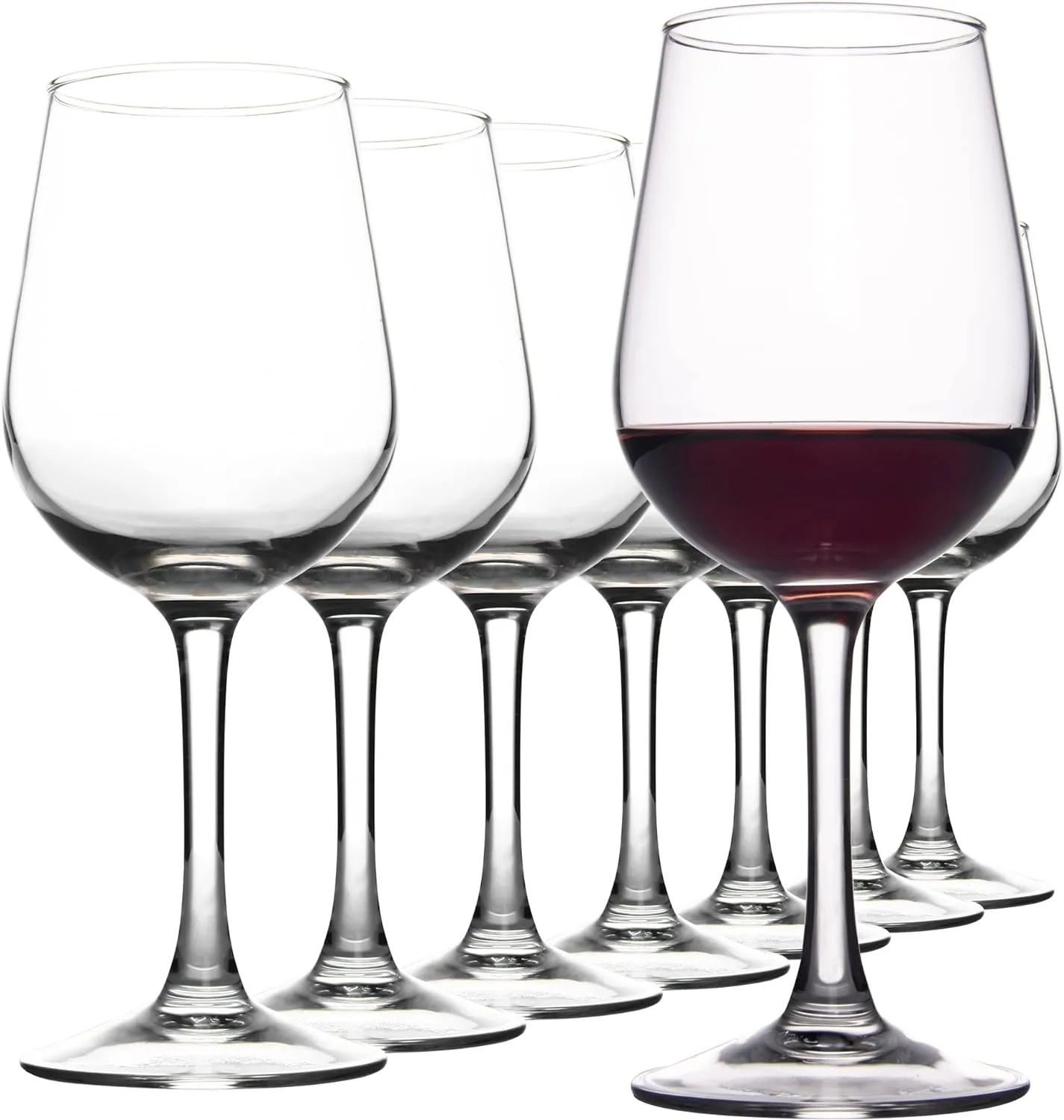 Fully Tempered Wine Glasses, Shock Resistant Wine Glass Set for Red or White Wine, Dishwasher Safe Stem Glasses for Restaurants, Bars, Home (Set of 8, 15.5 oz)