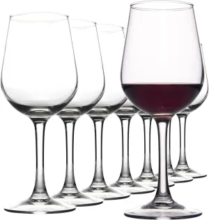 Fully Tempered Wine Glasses, Shock Resistant Wine Glass Set for Red or White Wine, Dishwasher Safe Stem Glasses for Restaurants, Bars, Home (Set of 8, 15.5 oz)