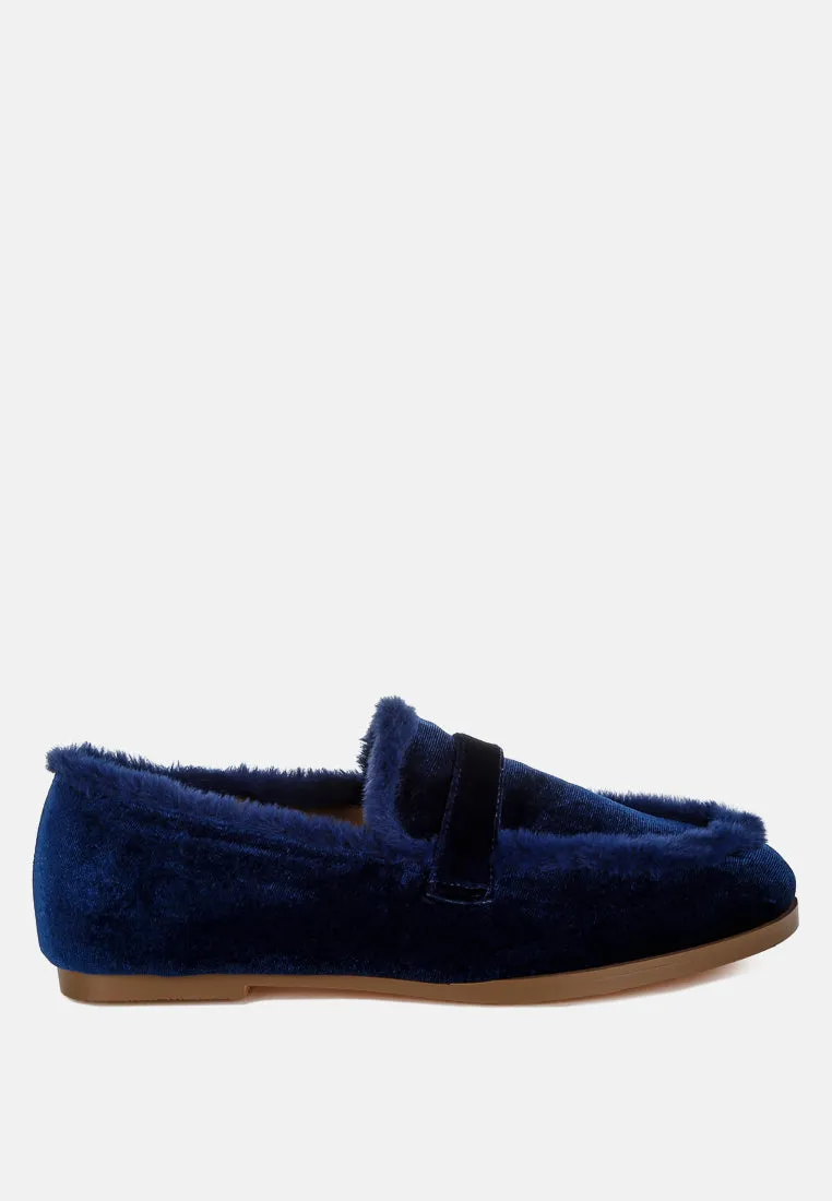 Fur Detail Velvet Loafers By RUW