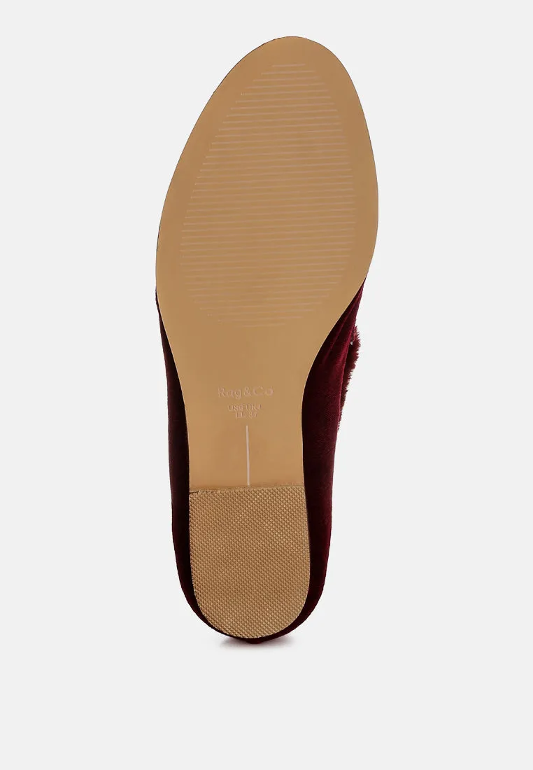 Fur Detail Velvet Loafers By RUW
