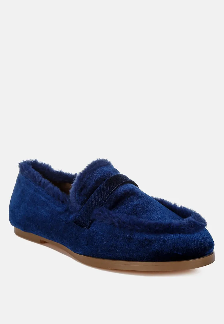 Fur Detail Velvet Loafers By RUW