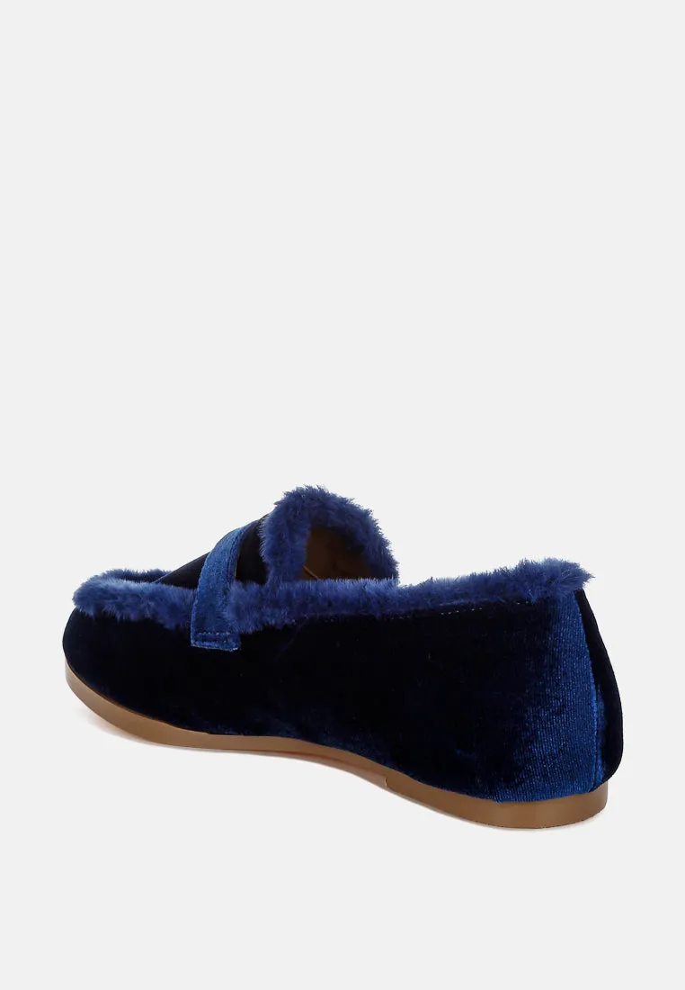 Fur Detail Velvet Loafers By RUW