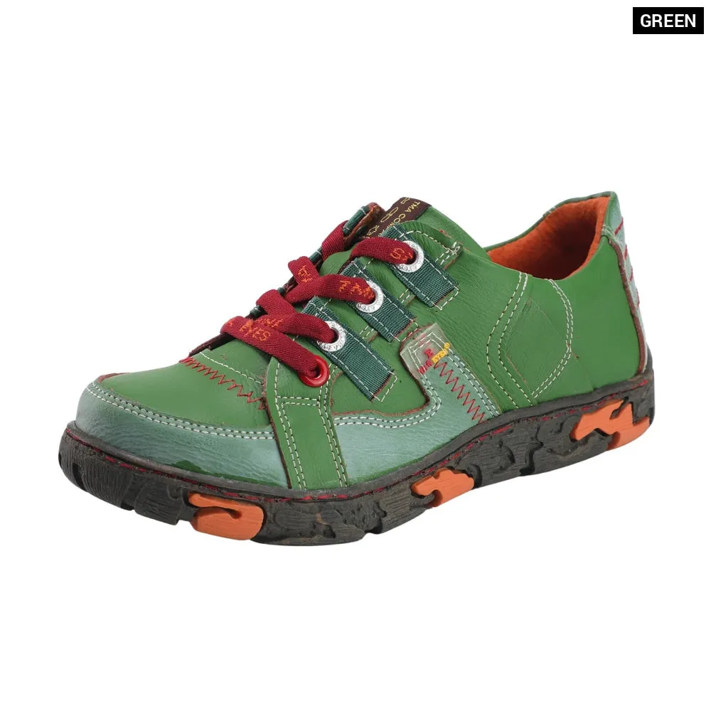 Genuine Leather Womens Flat Sneaker for Outdoor