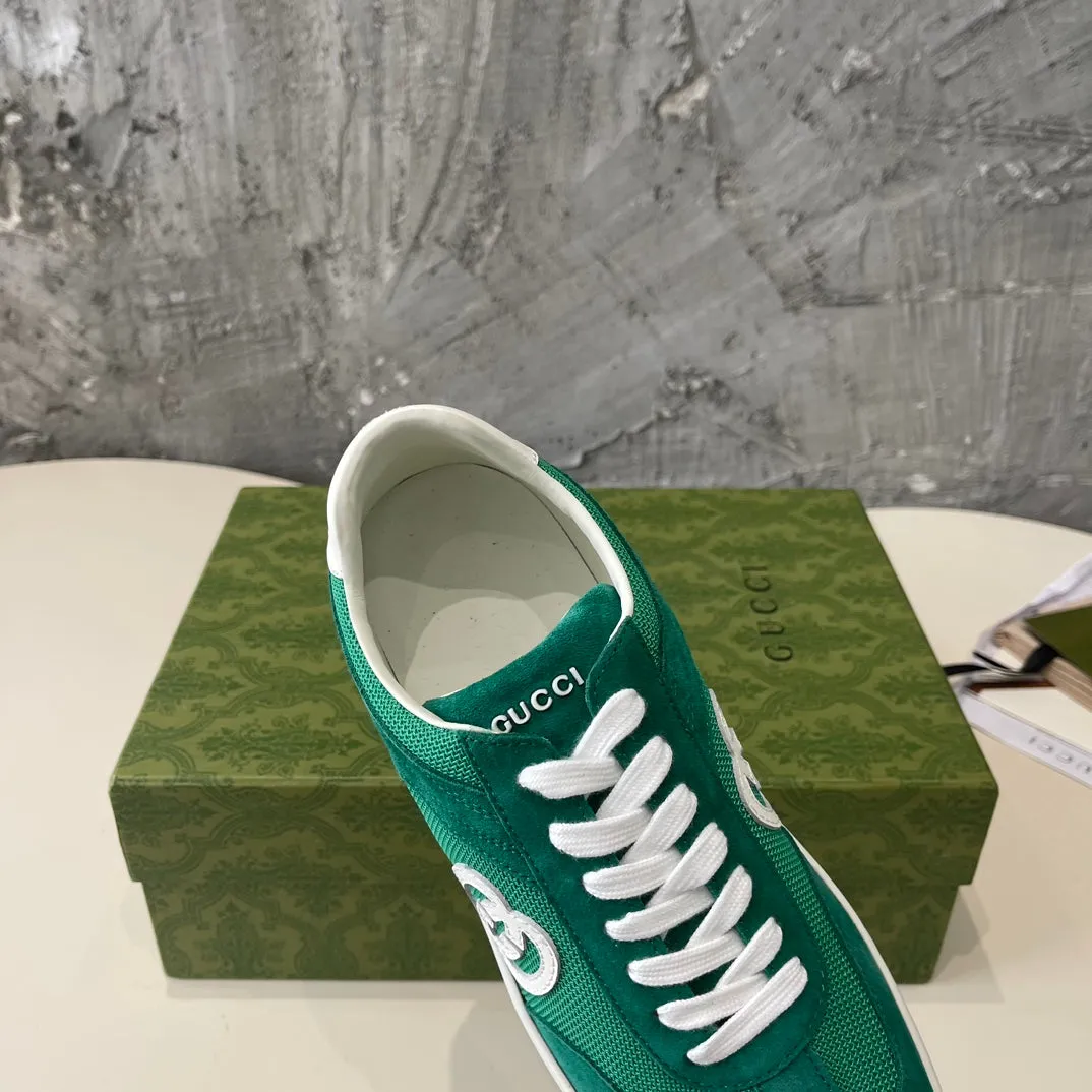 GG Low Sneaker Pine Green Canvas Suede Calfskin