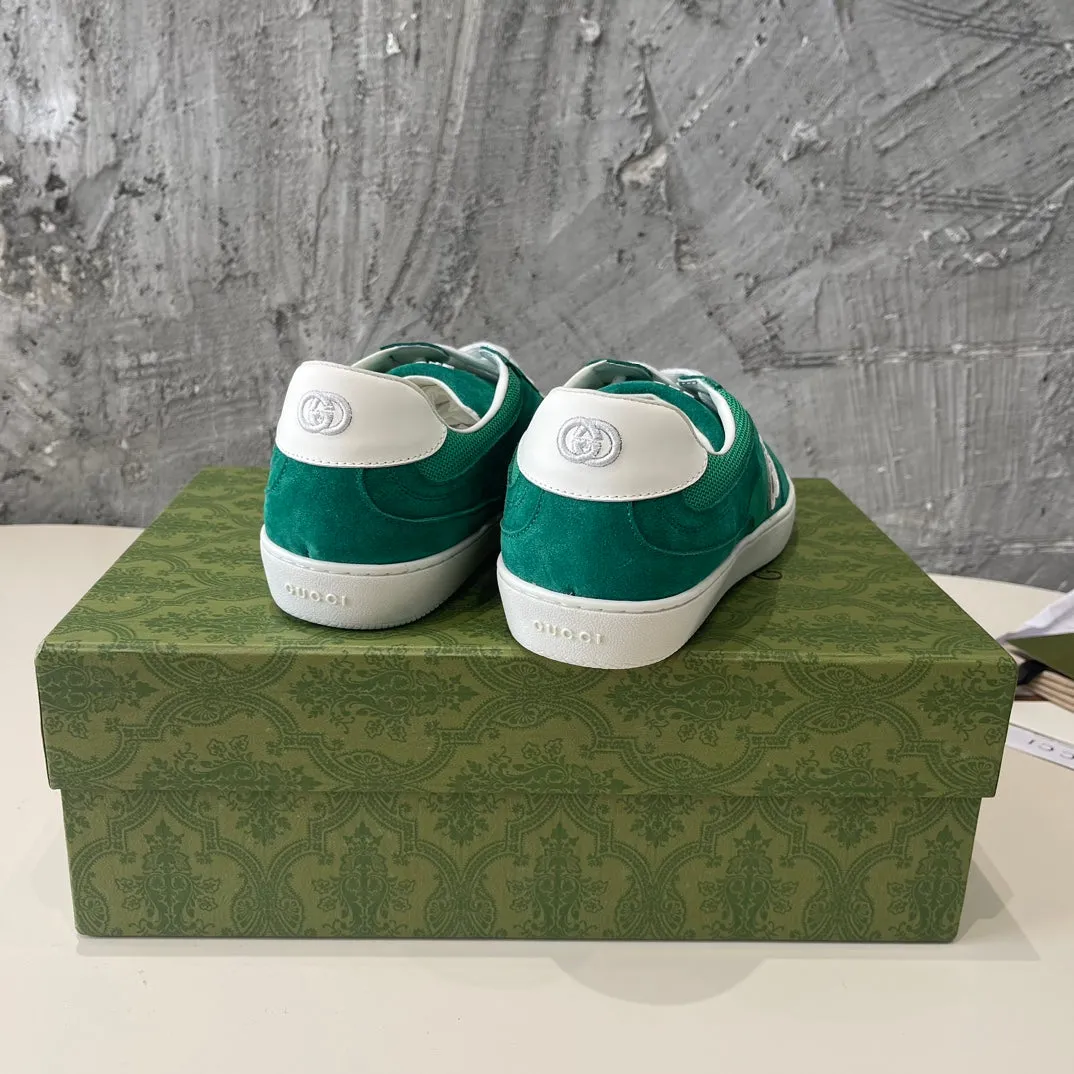 GG Low Sneaker Pine Green Canvas Suede Calfskin