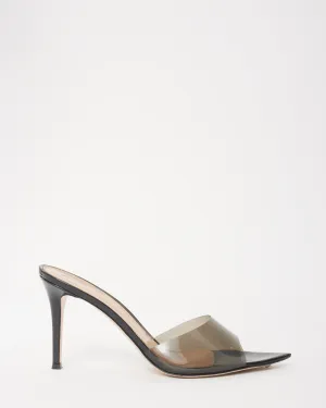 Gianvito Rossi Black Patent Leather & Glass Fume Elle 85mm Mule Heels -41.5
