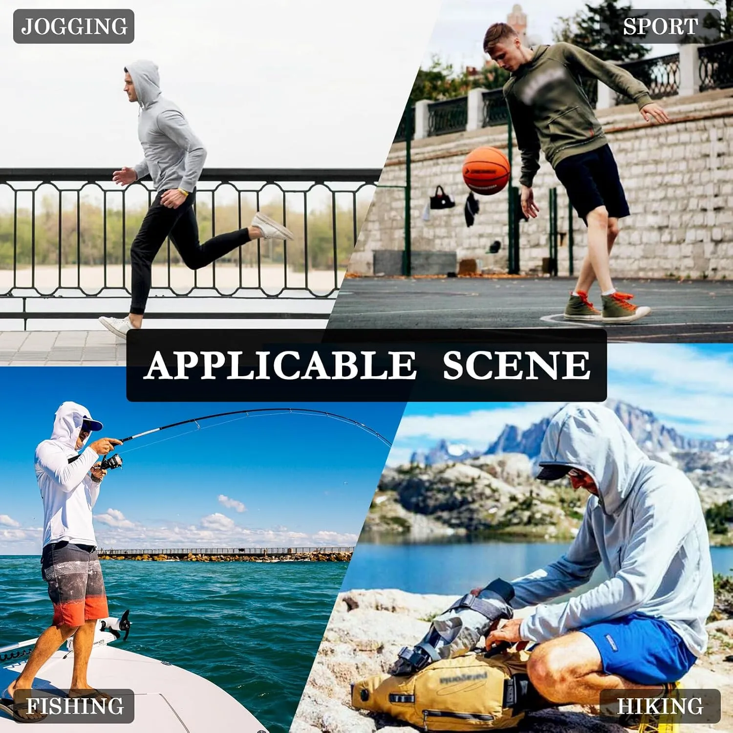 Gingham Sun Shirt Hoodie for Men Long Sleeve Sun Shirt with Hood UPF 50  Cooling Hoodies Rash Guard Hooded